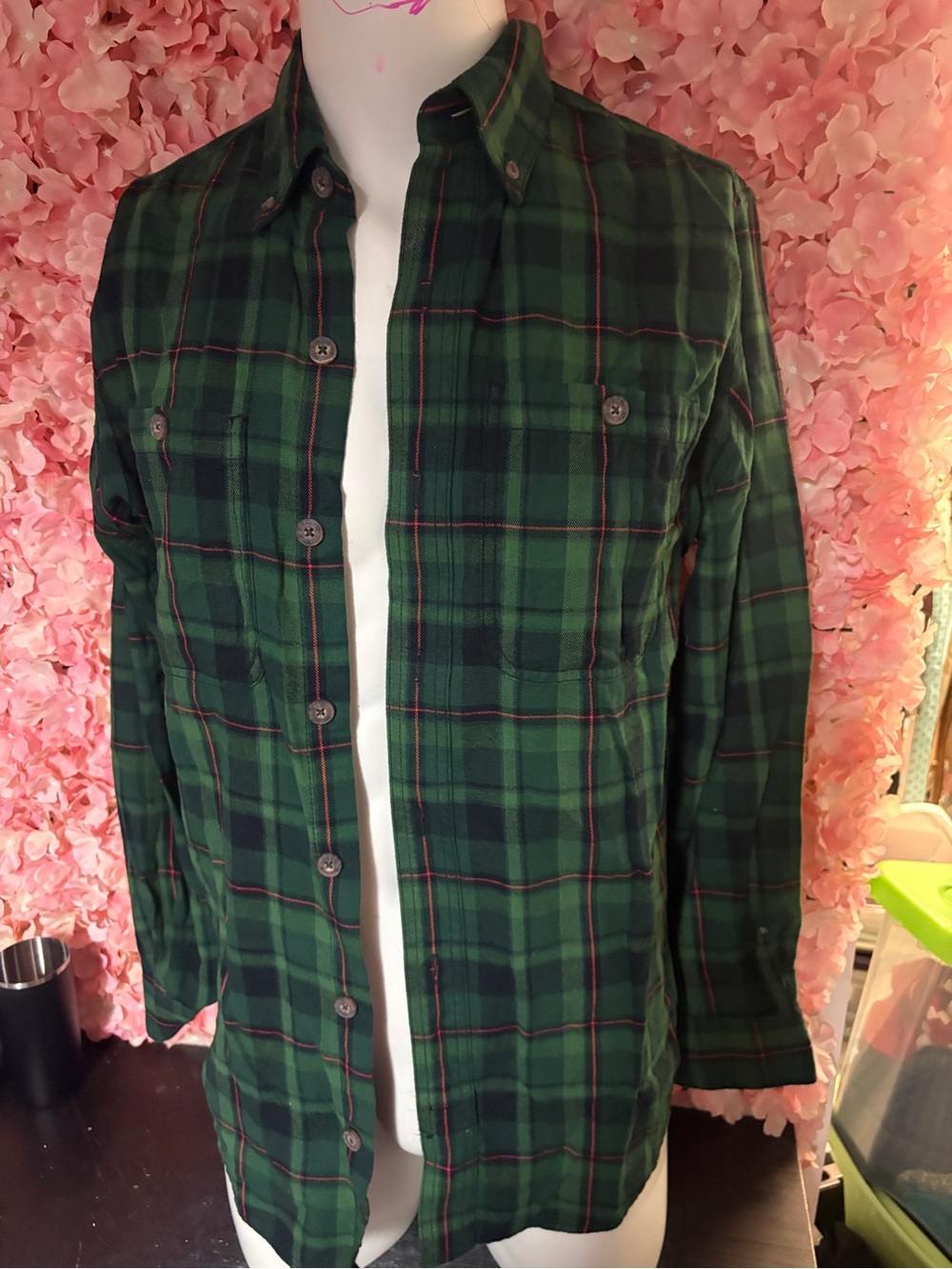 Duluth Trading Co Green Plaid Lightweight Shirt Jacket